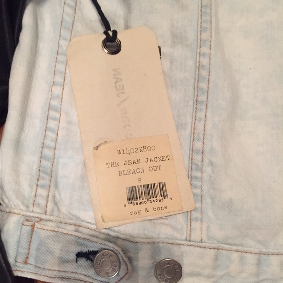 Rag & Bone Jean Jacket Bleach Out Leather Sleeves - Picture 4 of 4